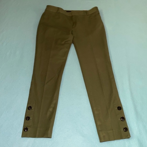 BANANA REPUBLIC Sloan olive color mid rise bi-stretch button ankles NEW size 4 - Picture 4 of 15